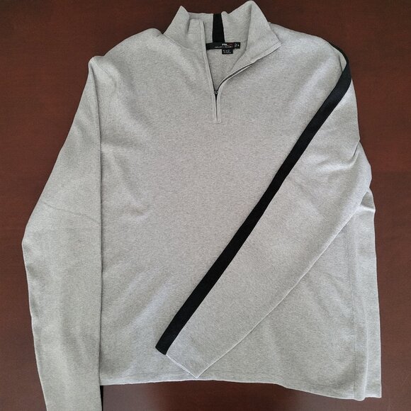 RLX Ralph Lauren Gray Zip Up Sweater with Black Stripe - Picture 1 of 8